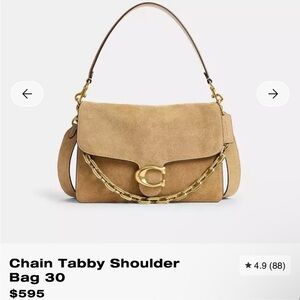 Coach Chain Tabby Shoulder Bag in Tan Suede